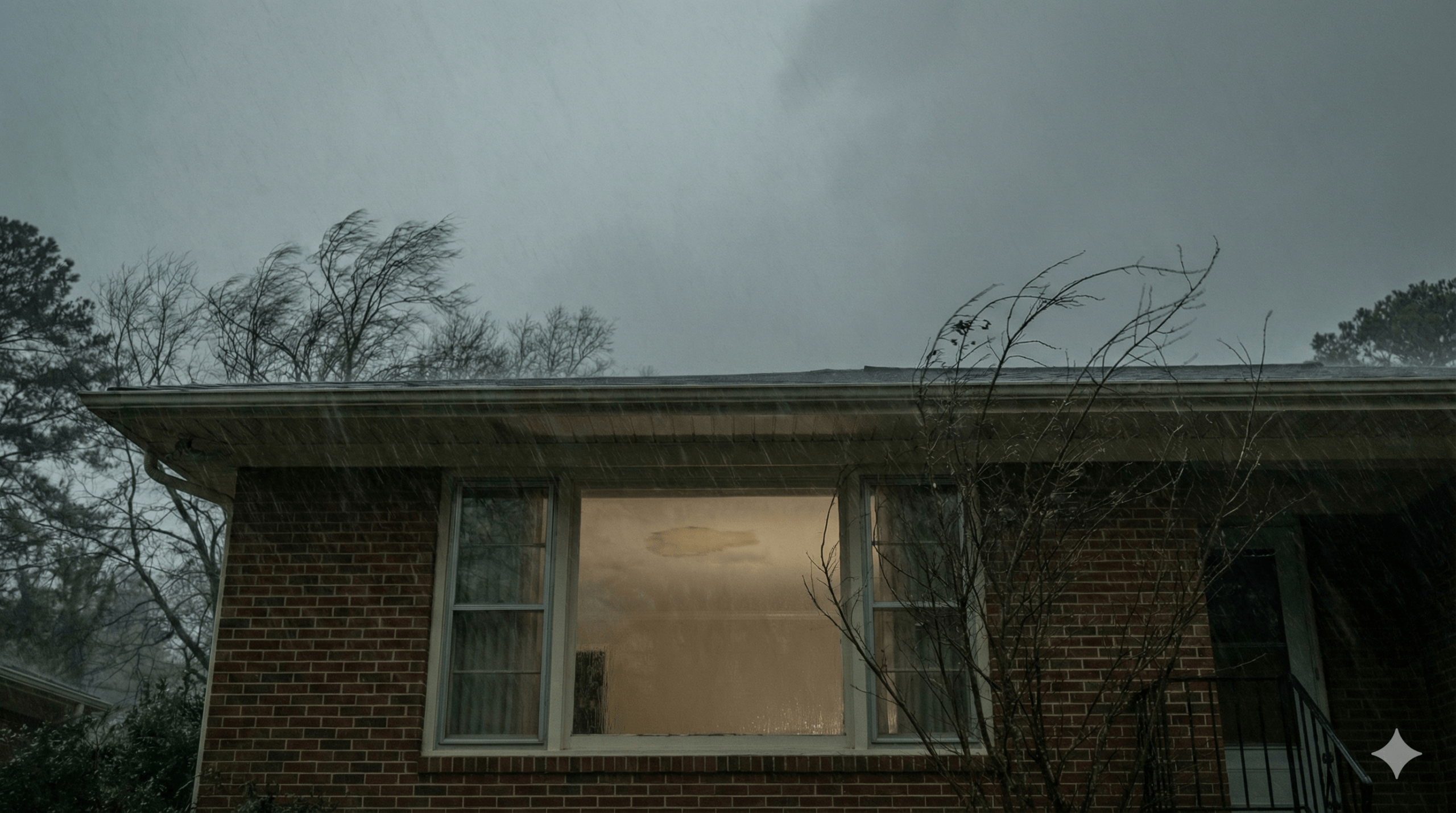 atlanta home experiencing heavy rain and a roof leak